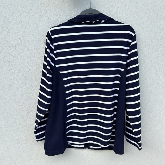 NWOT Woman’s Karen Scott Sport Navy White Striped Zip Jacket Plus Size 1X - Picture 6 of 8